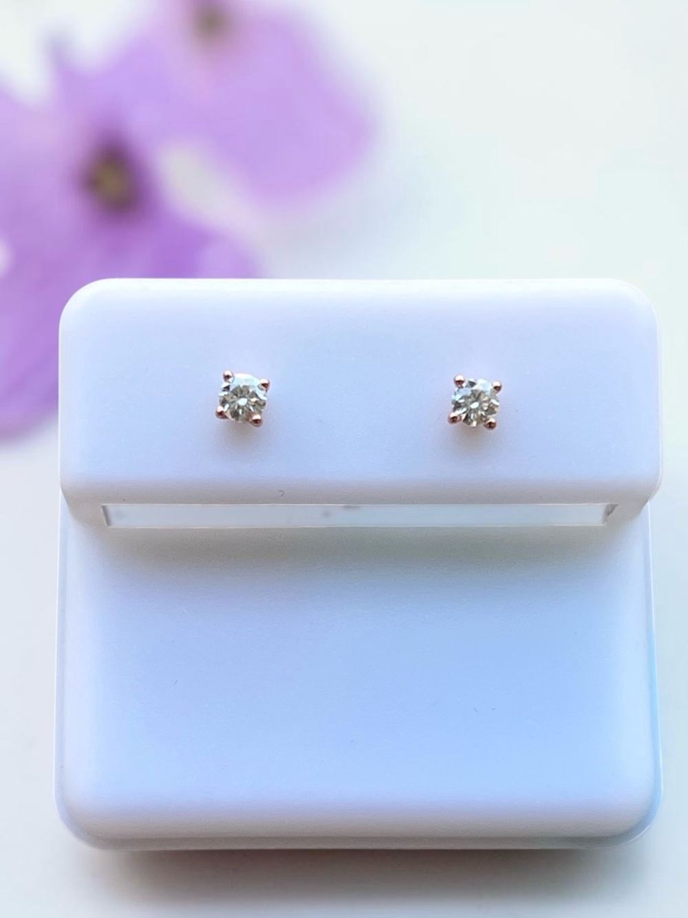 Dainty Rose Gold Over Sterling Silver Moissanite Stud Earrings